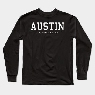 Austin City Texas United States Vintage Minimalist Austin City Texas State Name Sport Design Tees Long Sleeve T-Shirt